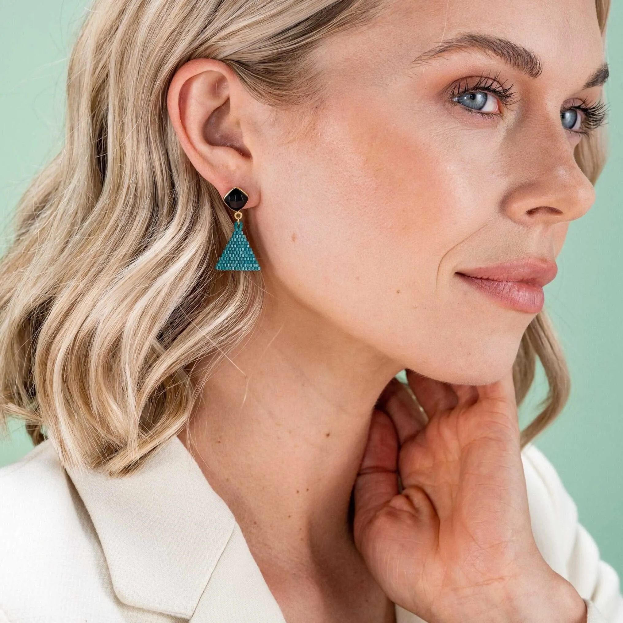 Celia Small Triangle Drop Post Earrings {teal}