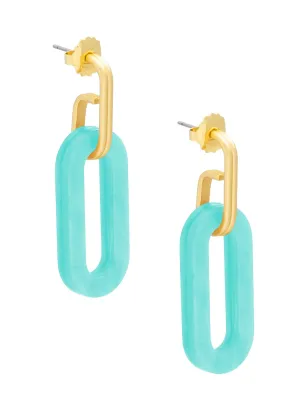 Chain Resin Drop Earrings - BRIGHT BLUE