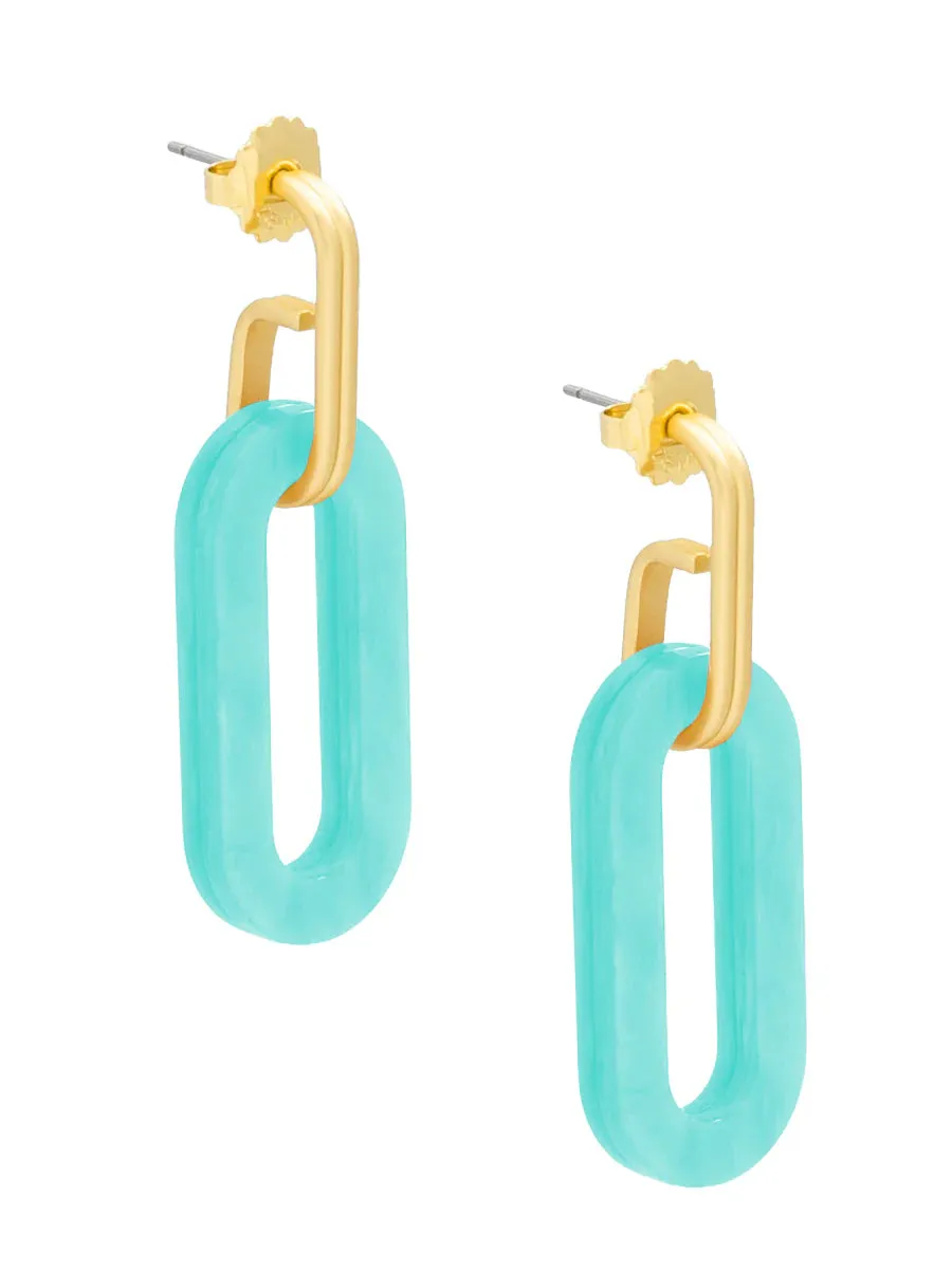 Chain Resin Drop Earrings - BRIGHT BLUE