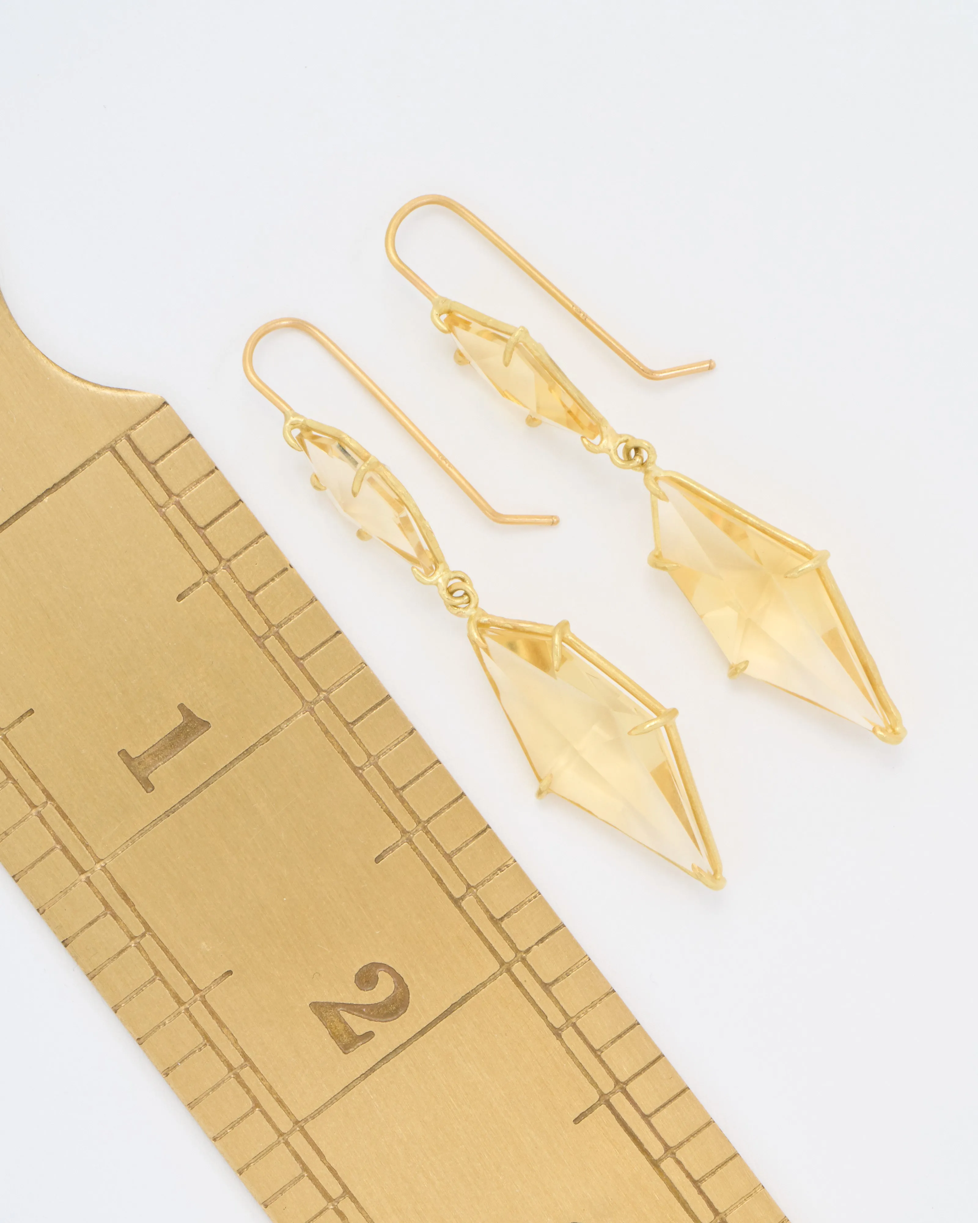 champagne citrine double drop geometric earrings