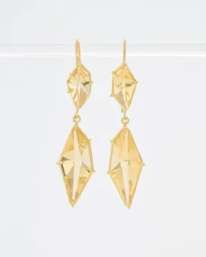champagne citrine double drop geometric earrings