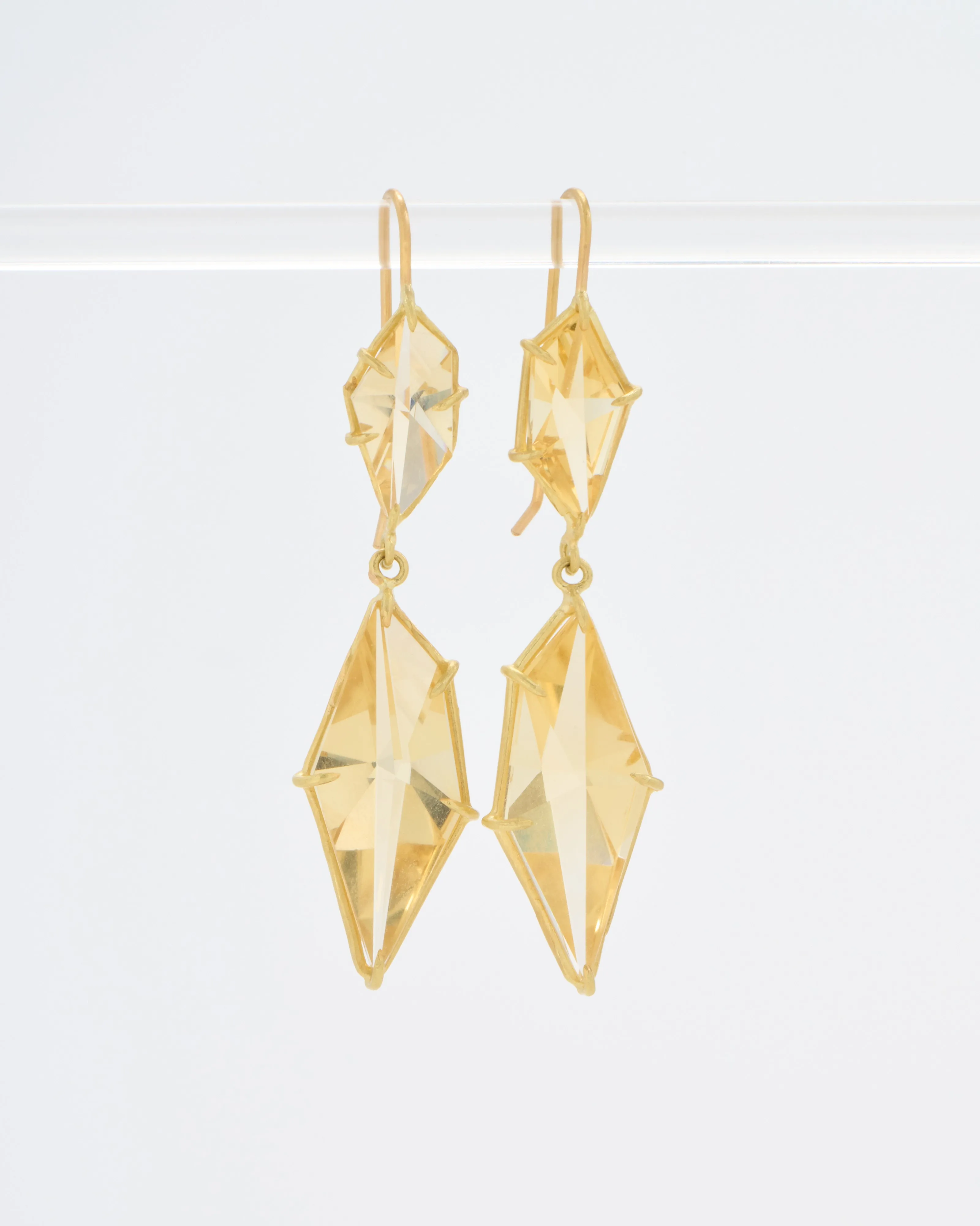 champagne citrine double drop geometric earrings