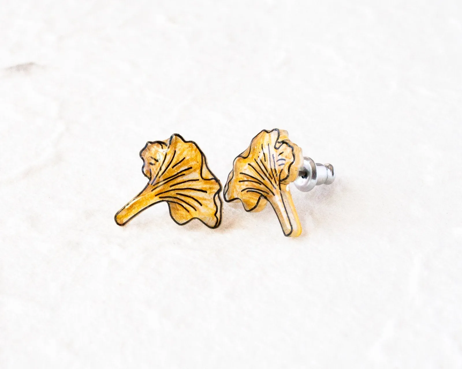 Chanterelle Mushroom Stud Earrings