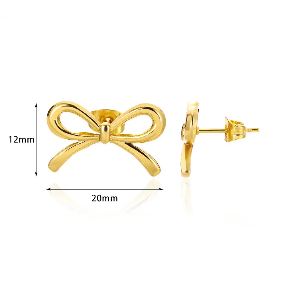 Charming Bow Stud Earrings 🎀✨ | Kawaii Geometric Nail Design for Women | Cute Fashion Jewelry & Ear Accessories | Perfect Christmas Gift! 🎁💖