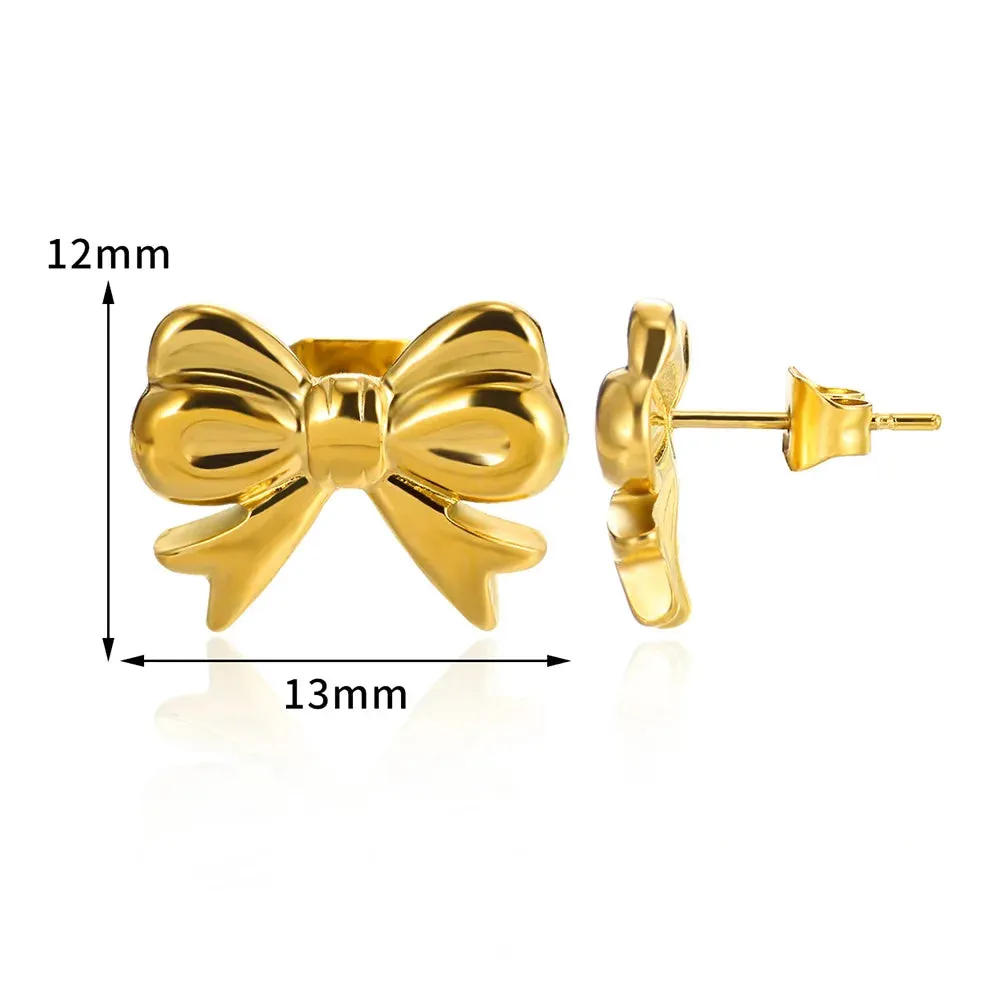 Charming Bow Stud Earrings 🎀✨ | Kawaii Geometric Nail Design for Women | Cute Fashion Jewelry & Ear Accessories | Perfect Christmas Gift! 🎁💖