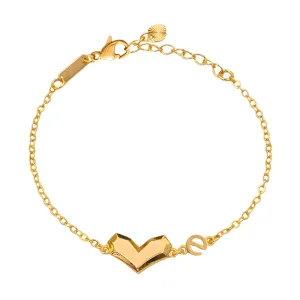 Chevron Heart Slider Bracelet – 18K Gold