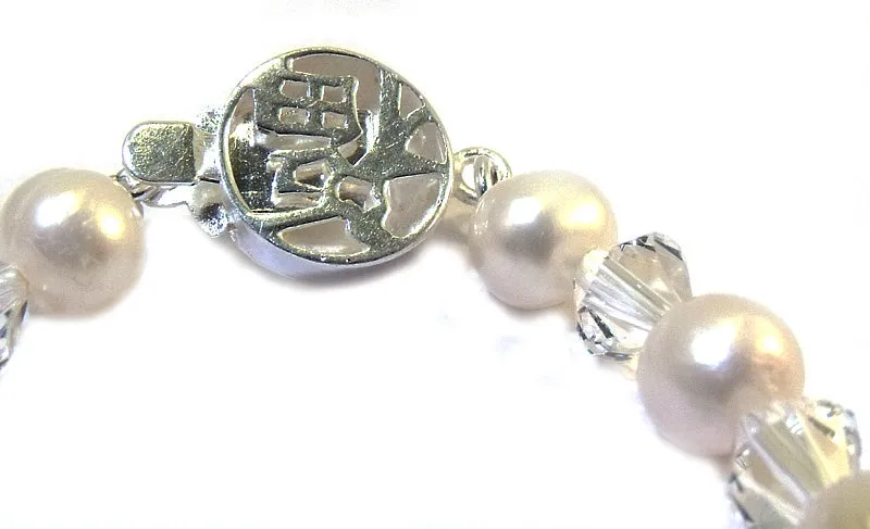 Children's Bracelets:  Sterling Silver, Freshwater Pearl & Swarovski Crystals Size M