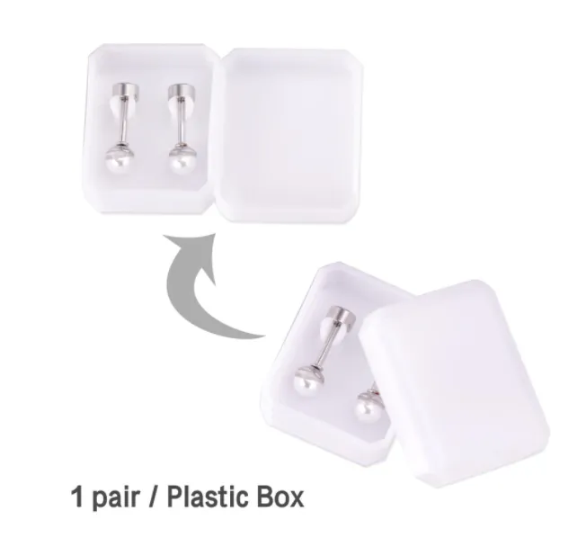 Children's, Teens' and Mothers Earrings:  Surgical Steel, 18k Gold IP, Pearl Screw Back Earrings X 3 Set 2