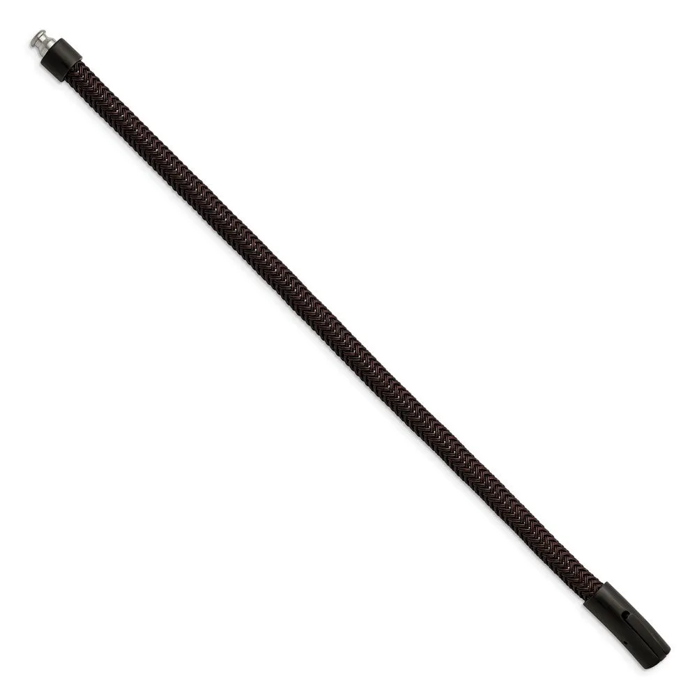 Chisel Stainless Steel Brushed and Polished Black and Brown Wire 8.25 inch Bracelet