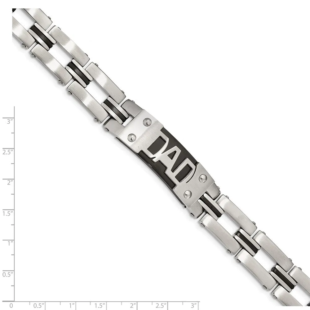 Chisel Stainless Steel Brushed and Polished Black IP-plated DAD 9 inch Bracelet