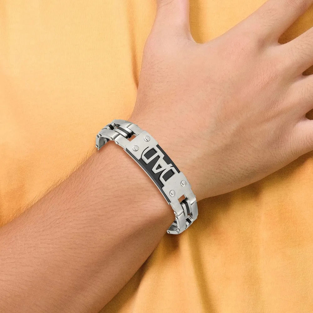 Chisel Stainless Steel Brushed and Polished Black IP-plated DAD 9 inch Bracelet