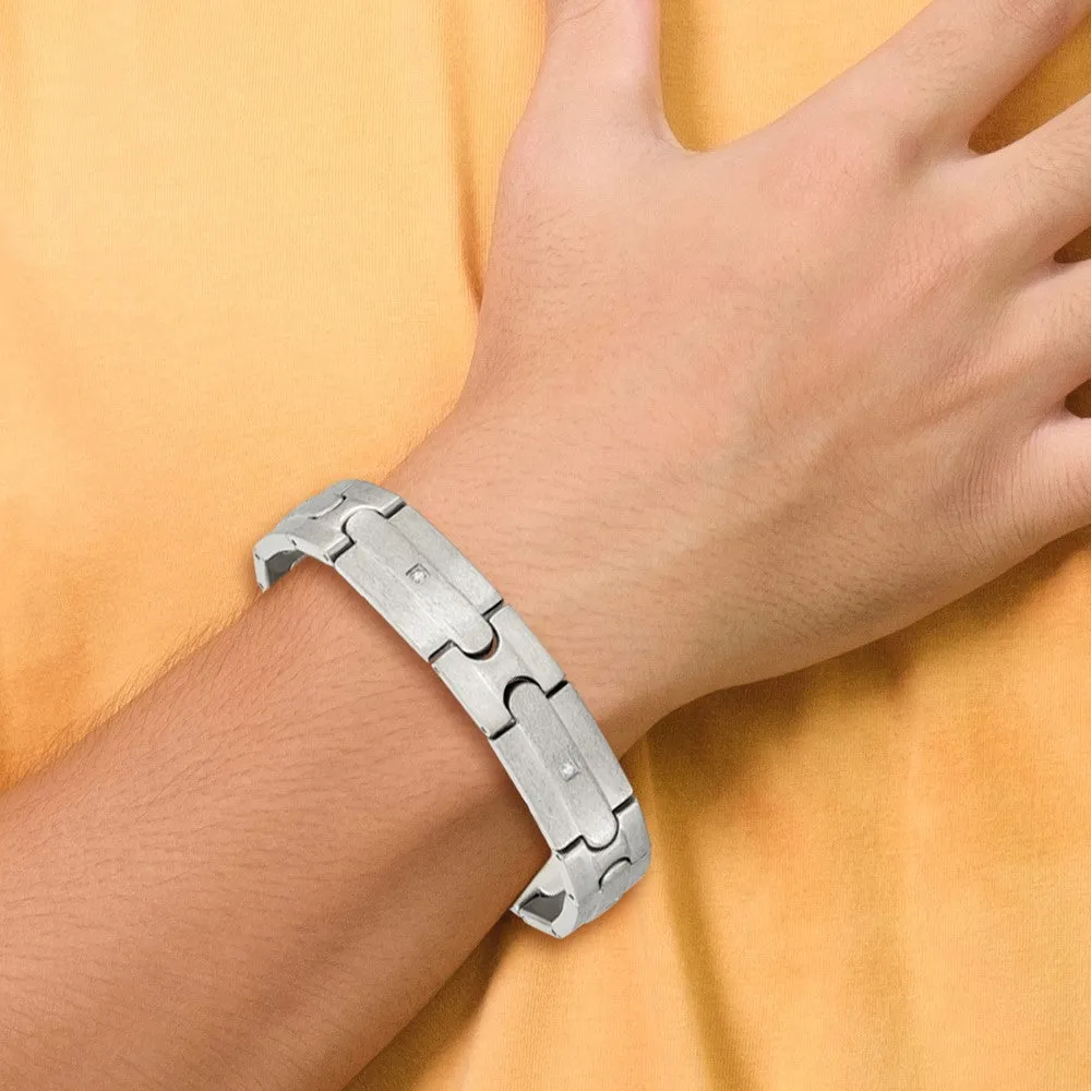 Chisel Stainless Steel Brushed with CZ 8.25 inch Link Bracelet