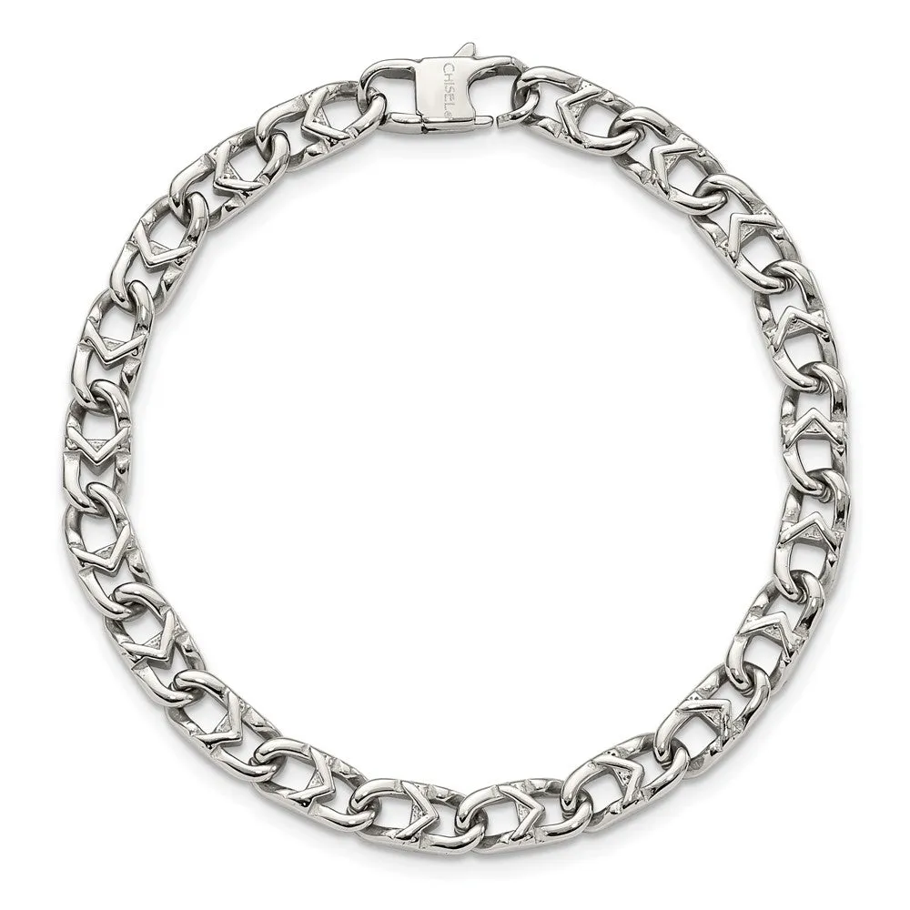 Chisel Stainless Steel Polished 6mm 8.5 inch Fancy Link Bracelet