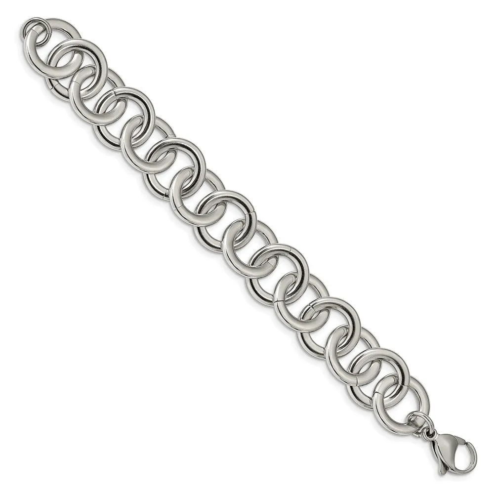 Chisel Stainless Steel Polished 7.5 inch Circle Link Bracelet with 1 inch Extension