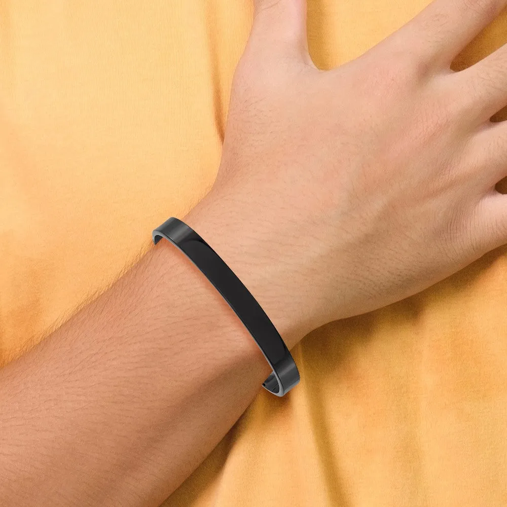 Chisel Stainless Steel Polished Black IP-plated 9mm Cuff Bangle