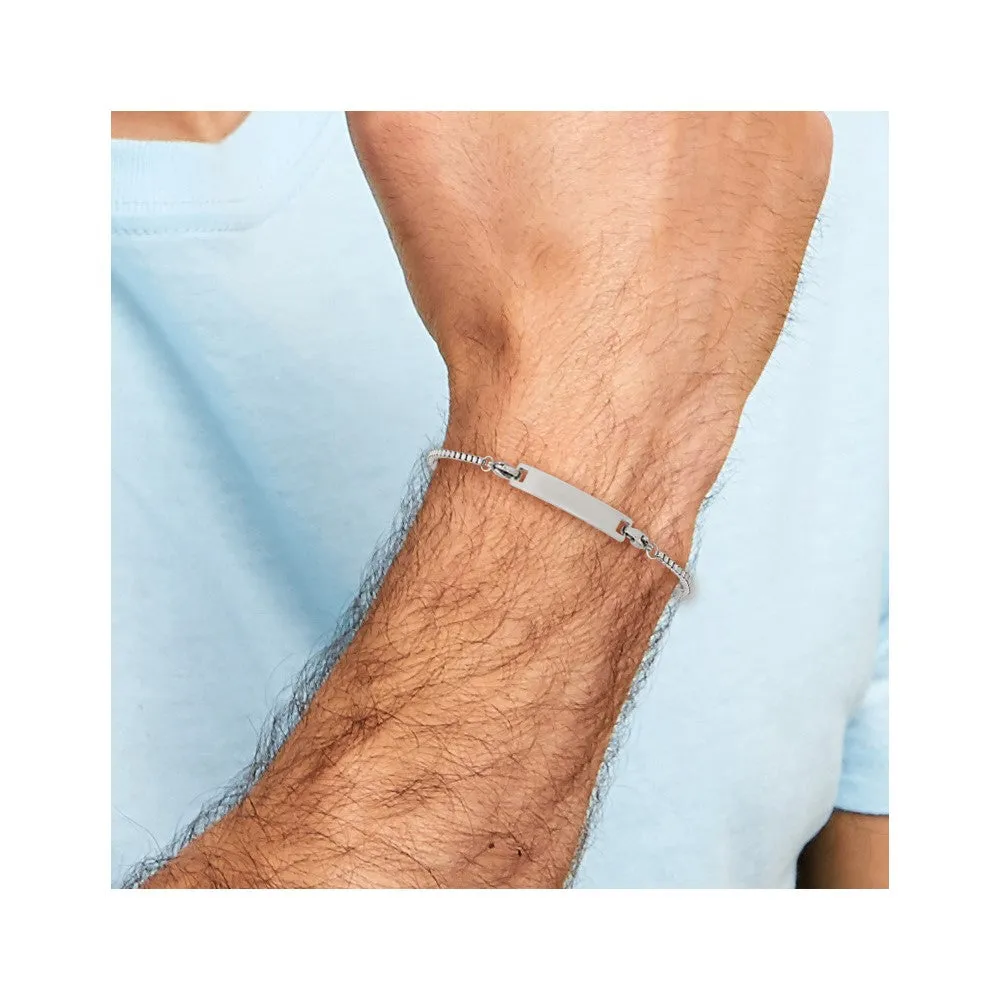 Chisel Stainless Steel Polished Box Chain with Removeable ID Plate 8.5 inch Bracelet