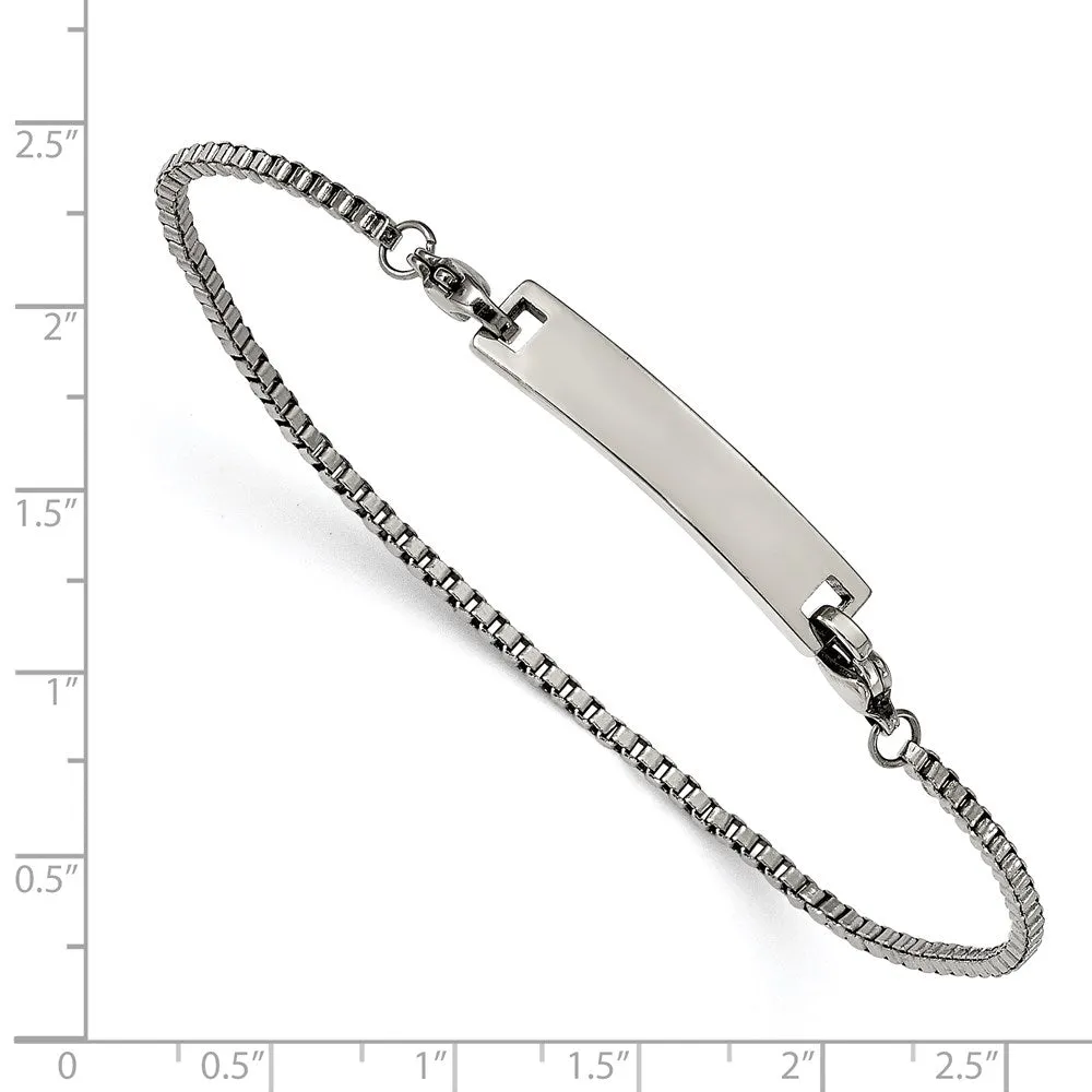 Chisel Stainless Steel Polished Box Chain with Removeable ID Plate 8.5 inch Bracelet