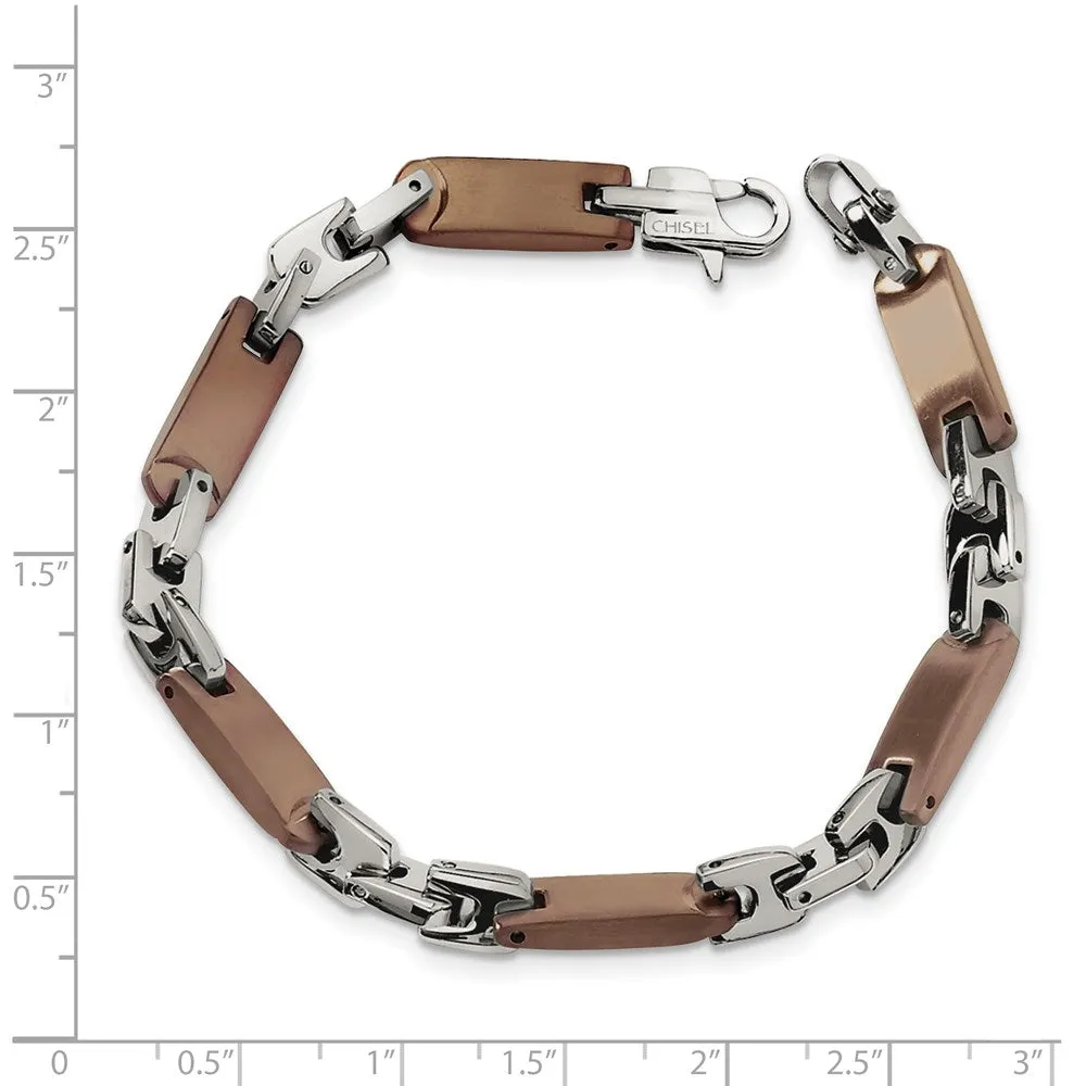 Chisel Stainless Steel Polished Brown IP-plated 8.25 inch Bracelet