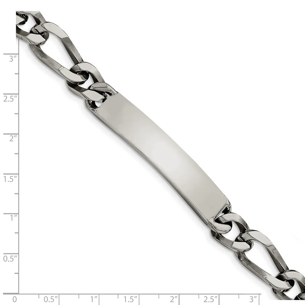 Chisel Stainless Steel Polished Figaro 9.25 inch Large ID Bracelet