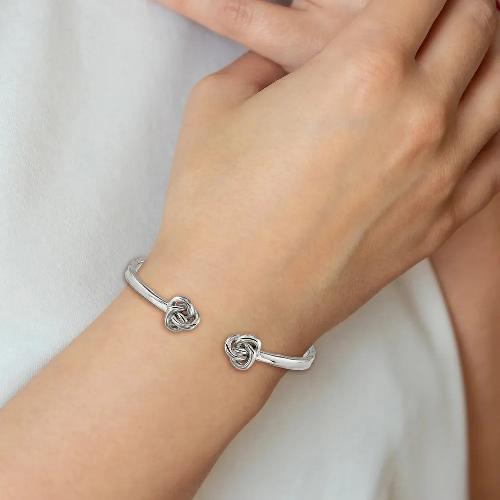 Chisel Stainless Steel Polished Knot Hinged Cuff Bangle