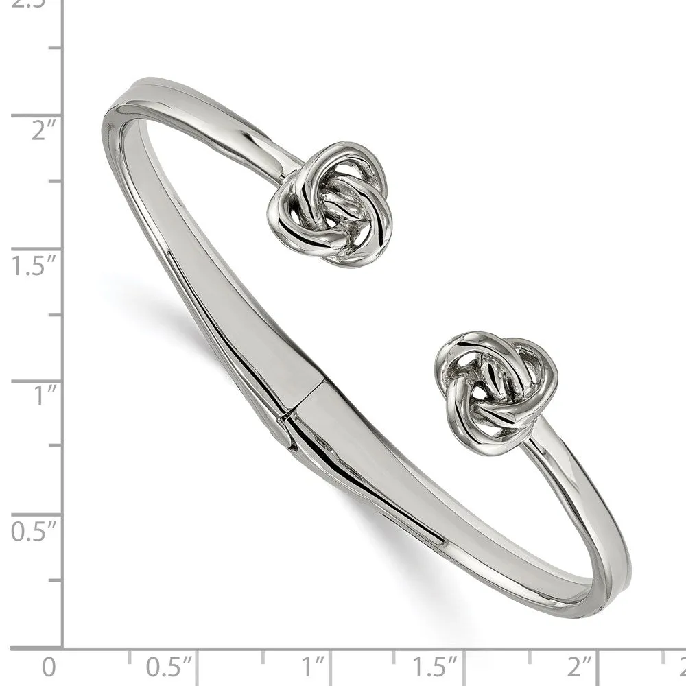 Chisel Stainless Steel Polished Knot Hinged Cuff Bangle