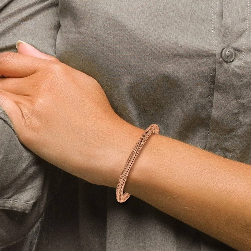 Chisel Stainless Steel Polished Rose Wire 8.5 inch Bracelet