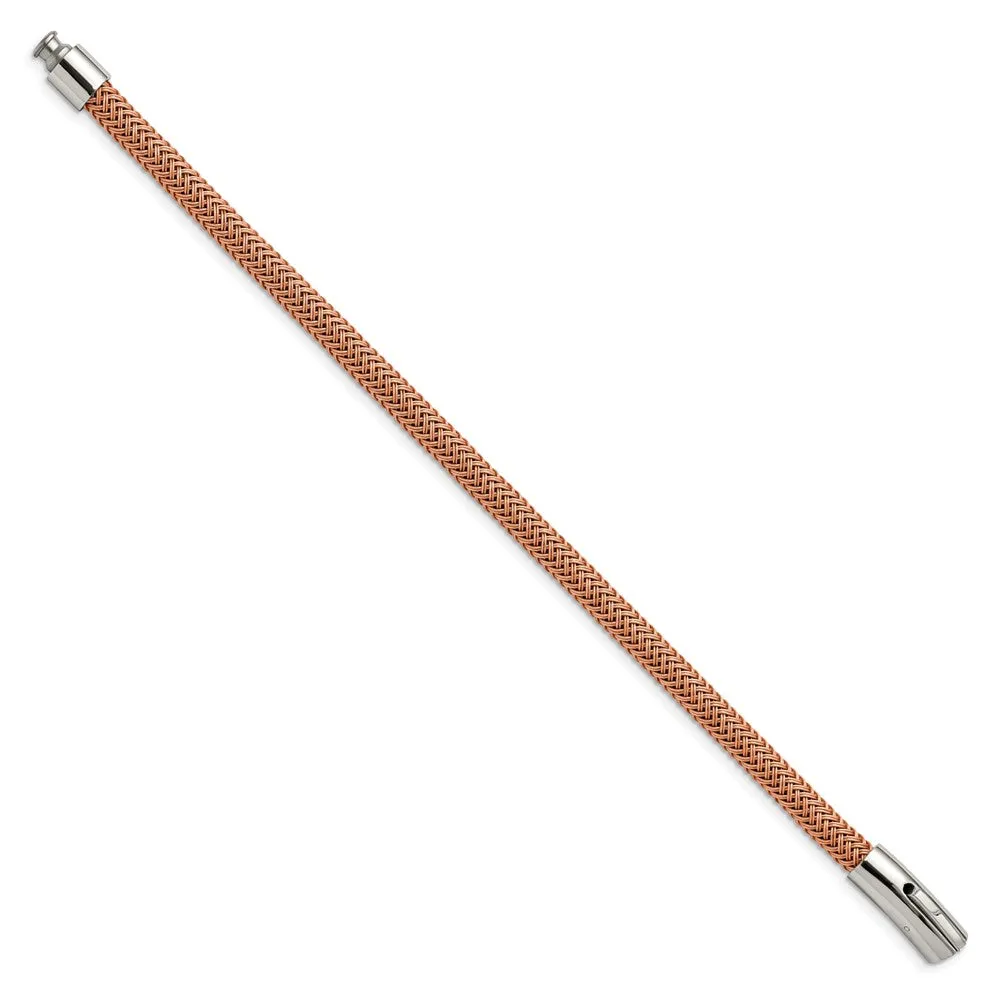 Chisel Stainless Steel Polished Rose Wire 8.5 inch Bracelet