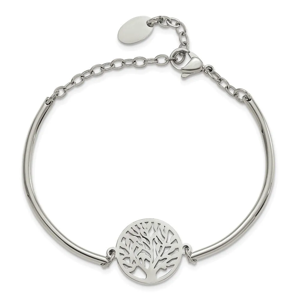 Chisel Stainless Steel Polished Tree 5.75 inch with 2 inch extension Bangle Bracelet
