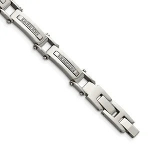 Chisel Stainless Steel Polished with CZ 8.25 inch Bracelet with .5 inch Extension