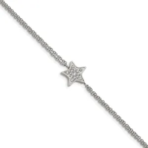 Chisel Stainless Steel Polished with CZ Star 6.25 inch Bracelet with 2 inch Extension