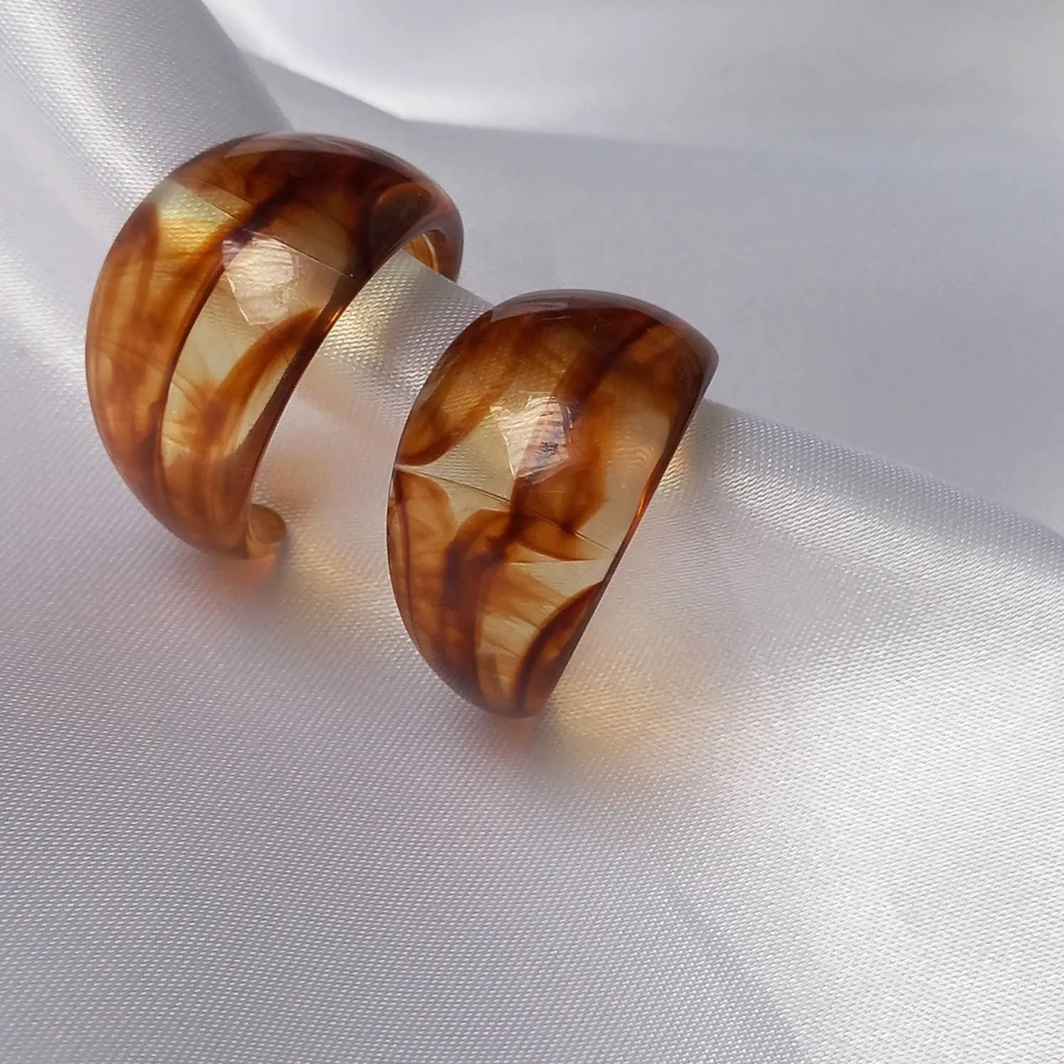 Chunky Brown Resin Hoop Earrings -  Resin Earrings, Chunky Hoop Earrings, Thick Resin Earrings, Earrings In The UK, Hoop Earrings In The UK