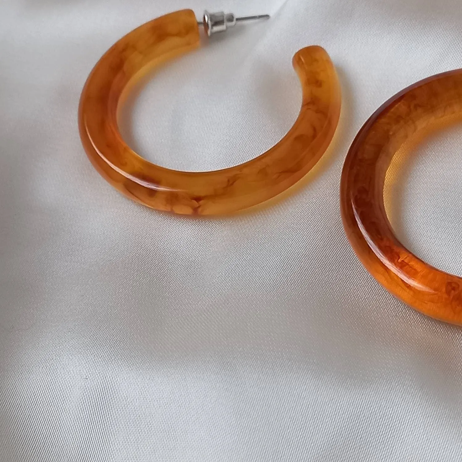 Chunky Orange Resin Hoop Earrings -  Resin Earrings, Chunky Hoop Earrings, Thick Resin Earrings, Earrings In The UK, Hoop Earrings In The UK