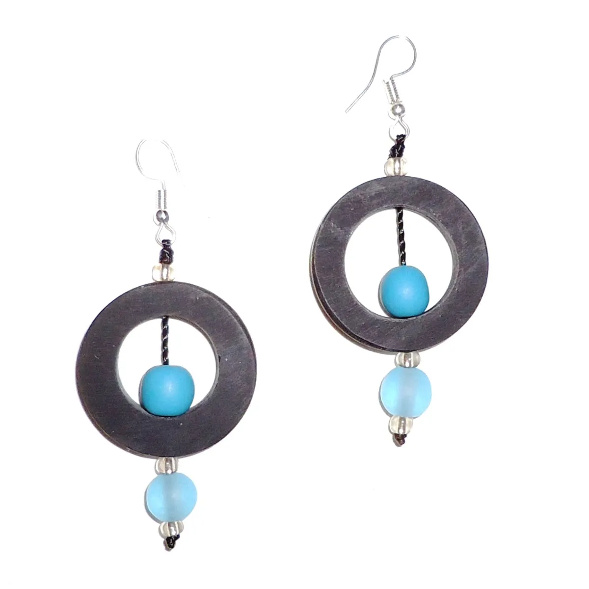 Circle Resin Earrings - Black