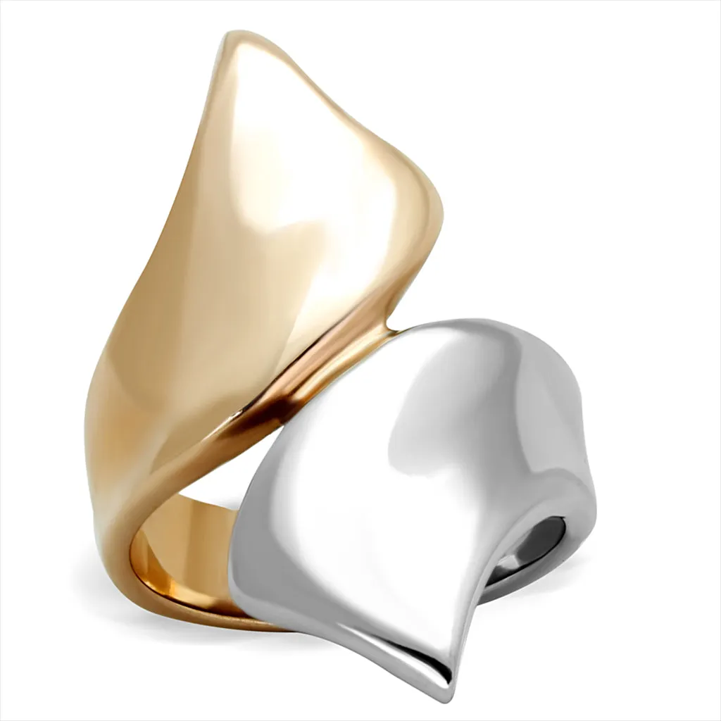 CJE1793 Two Tone Rose Gold Stainless Steel Ring
