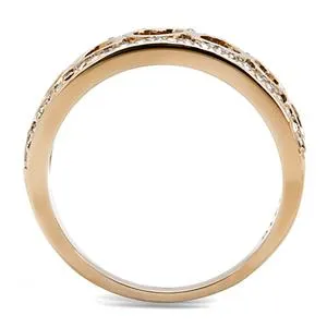 CJE3194 Wholesale Women's Stainless Steel IP Rose Gold Clear Top Grade Crystal Multi Heart Ring