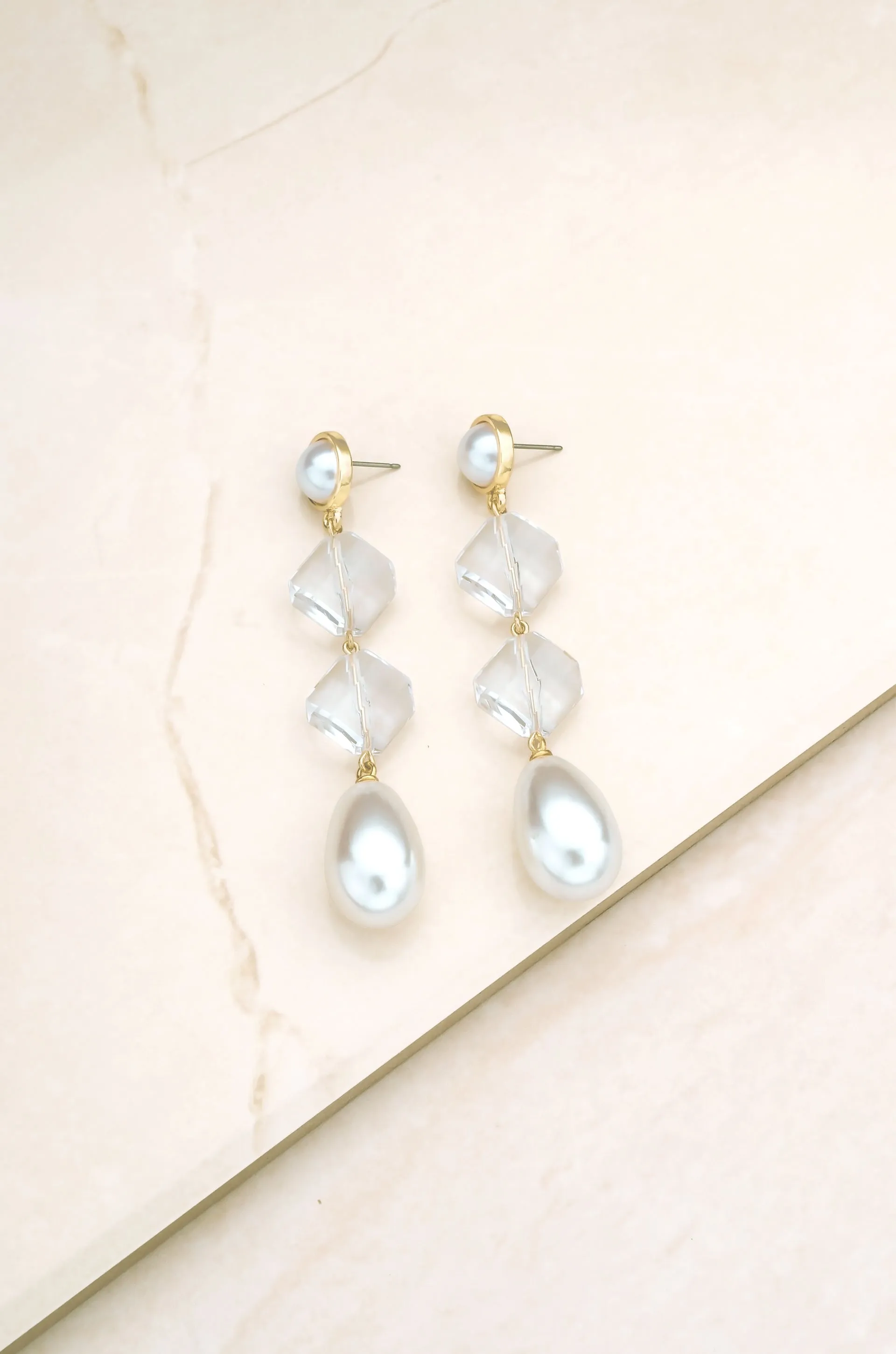 Clear Drop Earrings in 18k Gold Plated