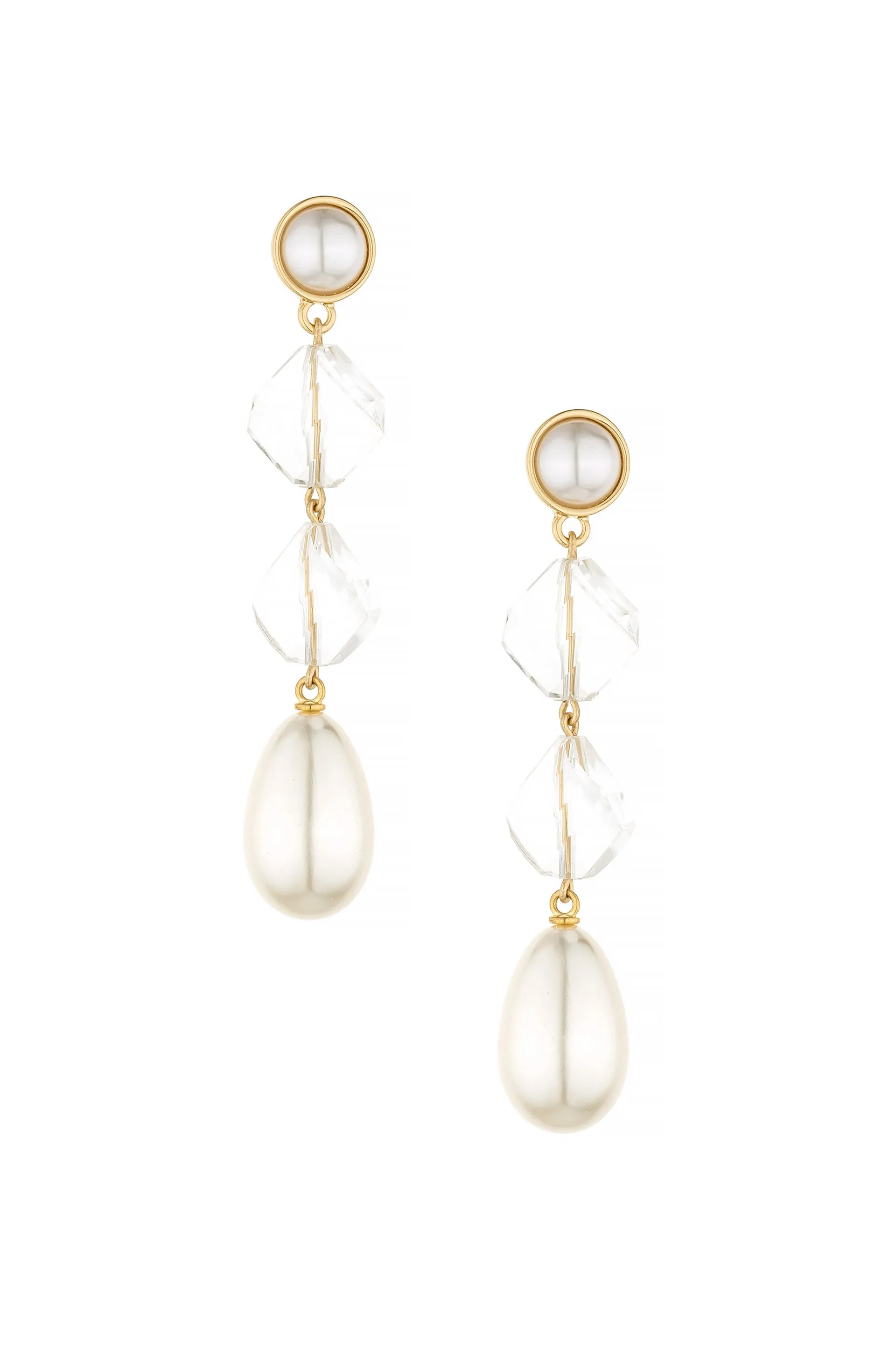 Clear Drop Earrings in 18k Gold Plated