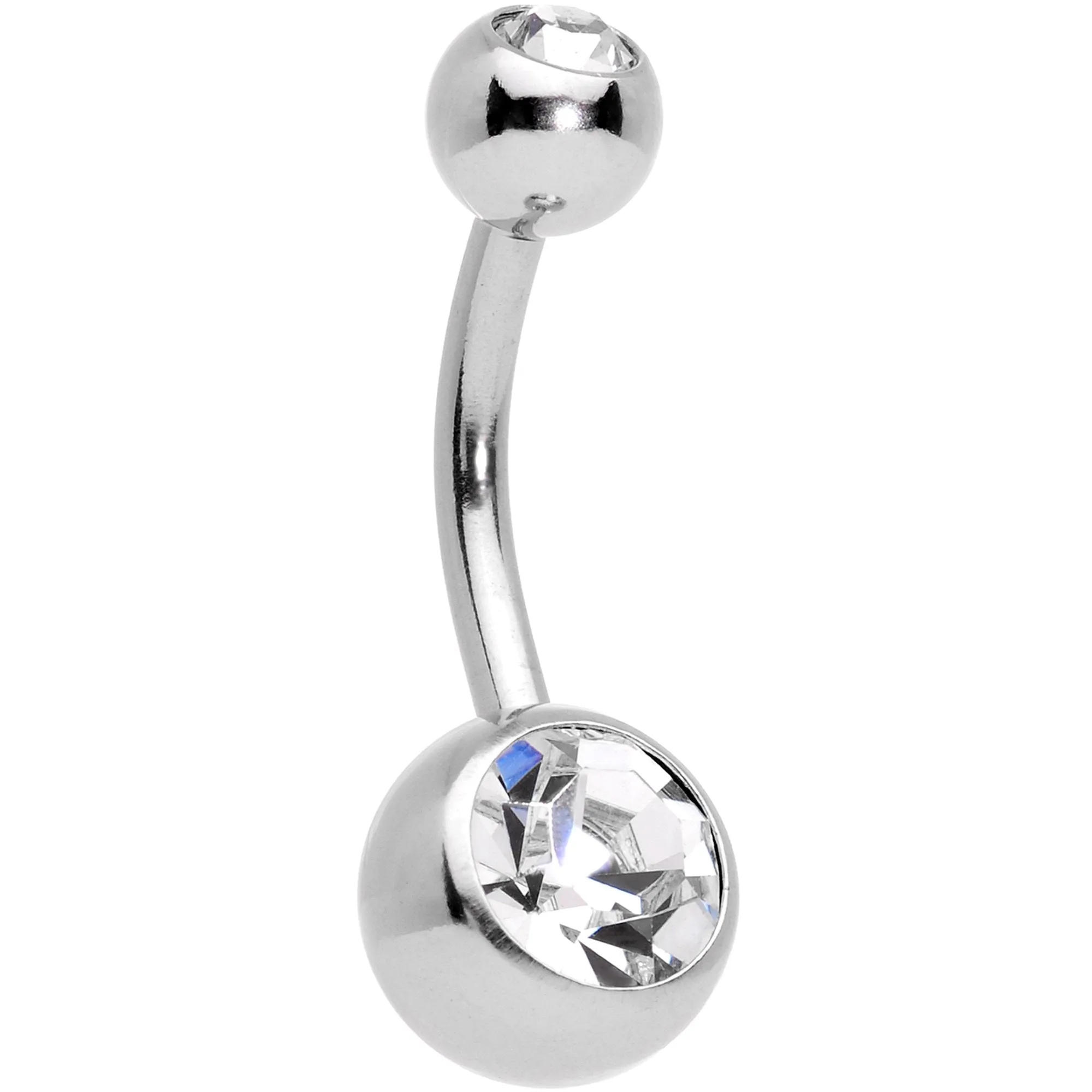 Clear Gem Blue Faux Druzy Rose Gold Tone Crescent Moon Belly Ring Set