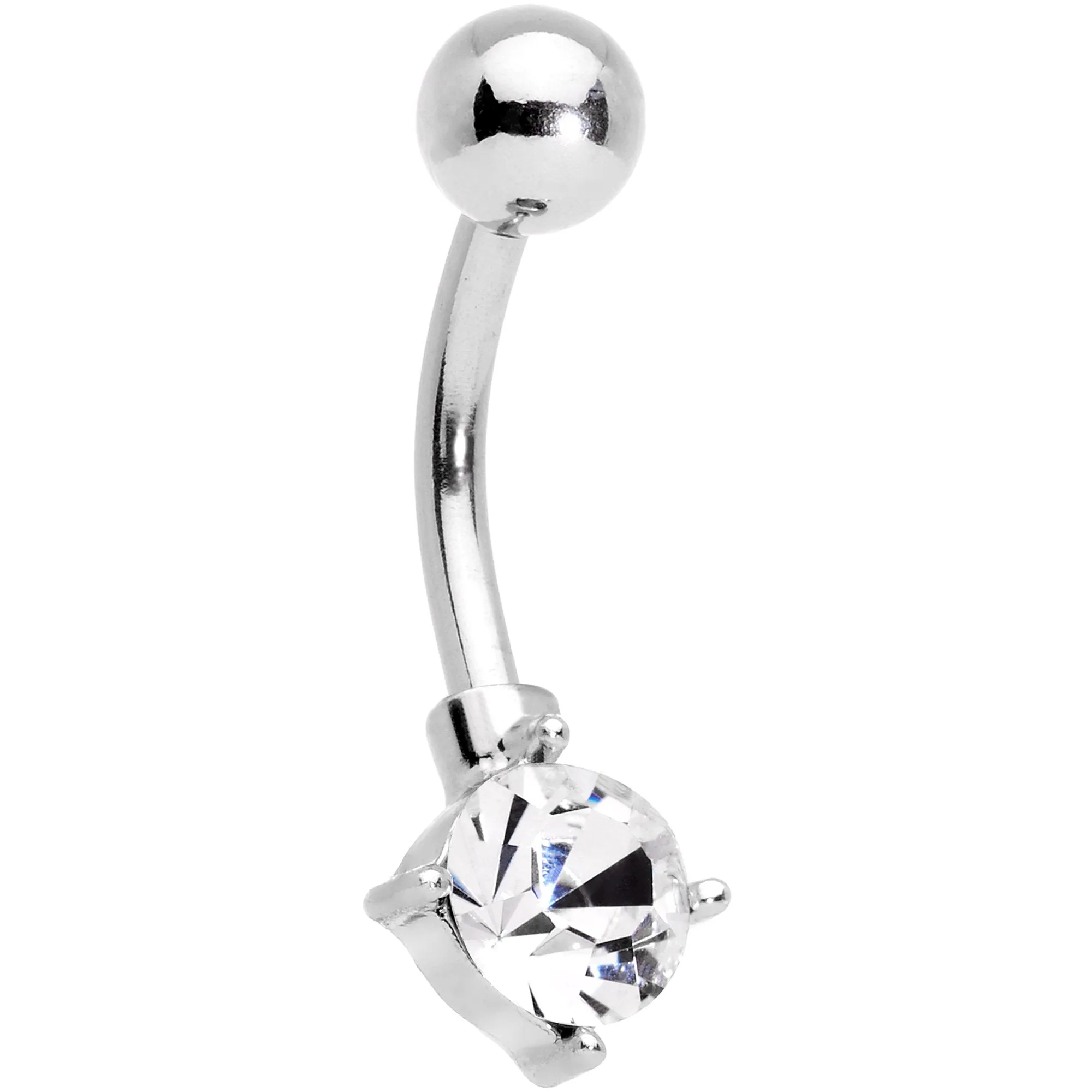 Clear Gem Blue Faux Druzy Rose Gold Tone Crescent Moon Belly Ring Set