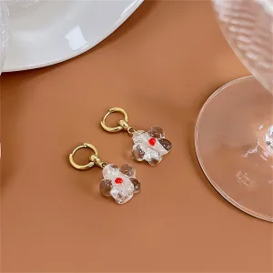 Clear Resin & 18K Gold-Plated Flower Huggie Earrings
