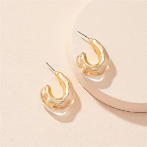 Clear Resin & 18K Gold-Plated Irregular Curve Drop Earrings