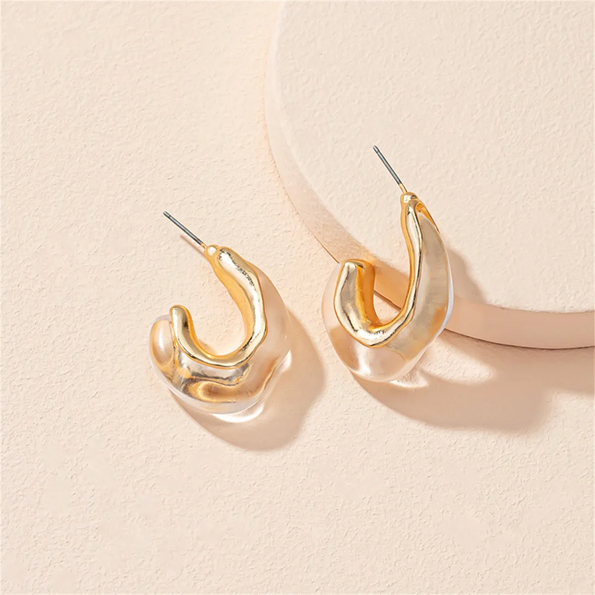 Clear Resin & 18K Gold-Plated Irregular Curve Drop Earrings