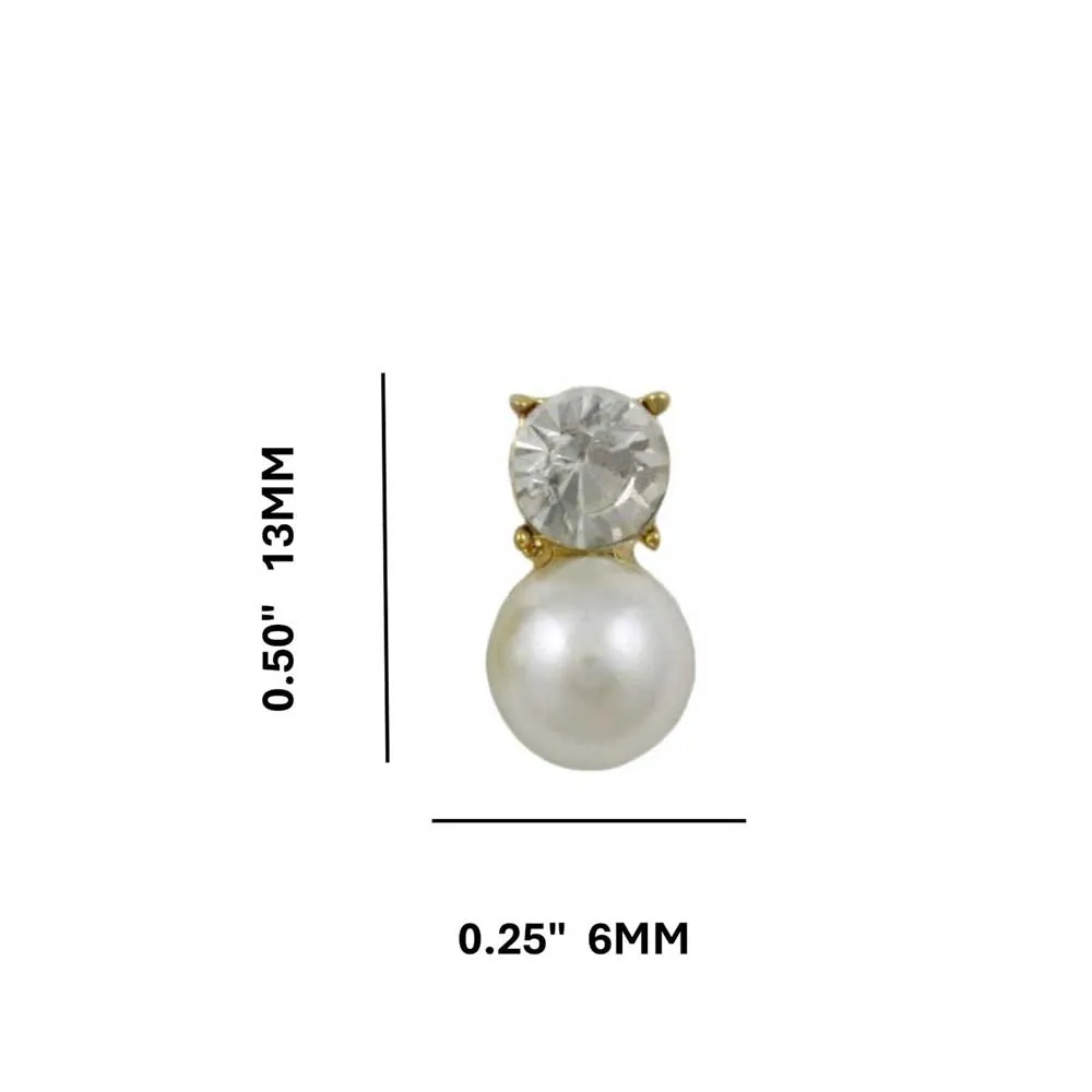 Clear Round Crystal with White Pearl Pierced Earring - PNS401E