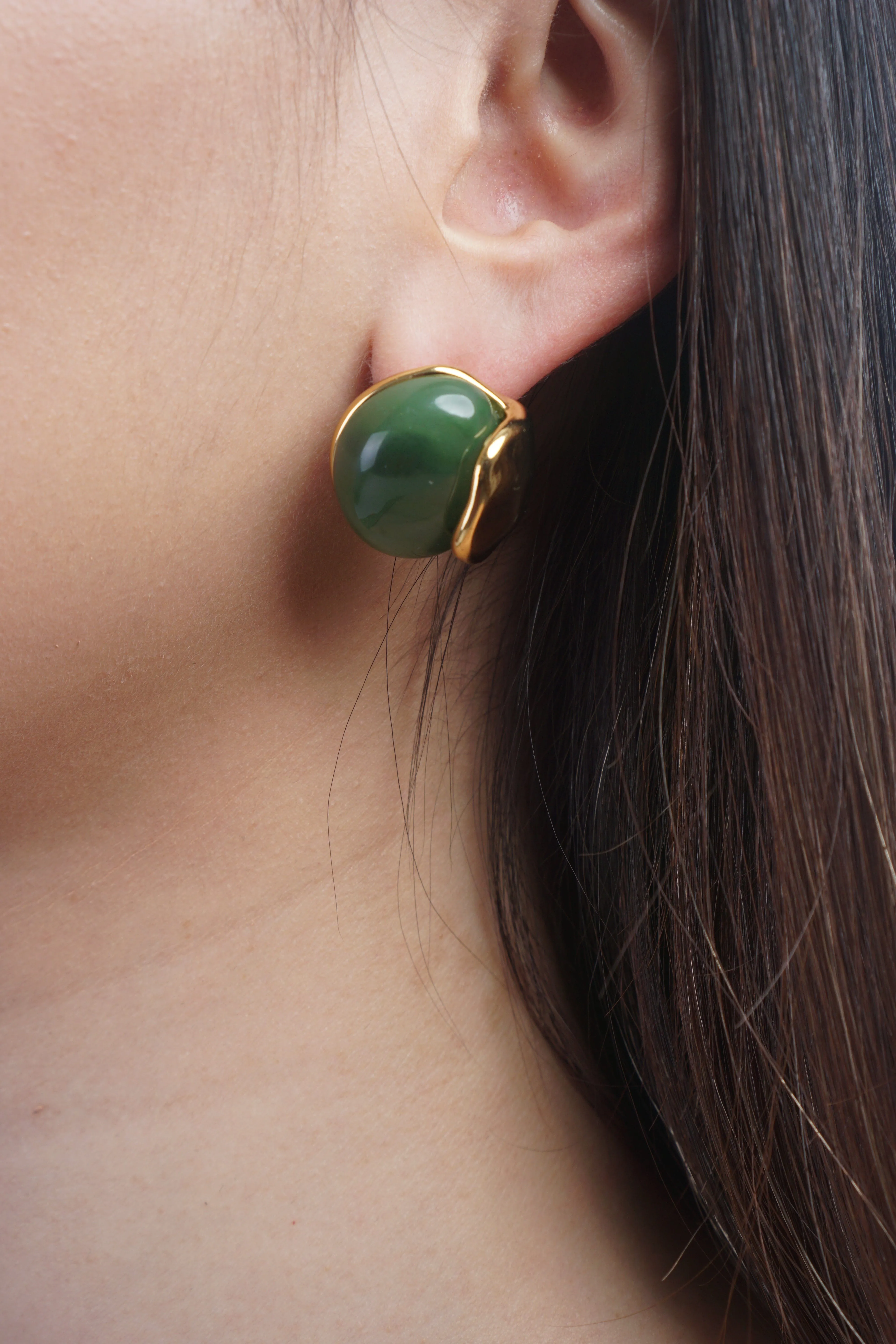 Coffee Color Resin Oval Earrings