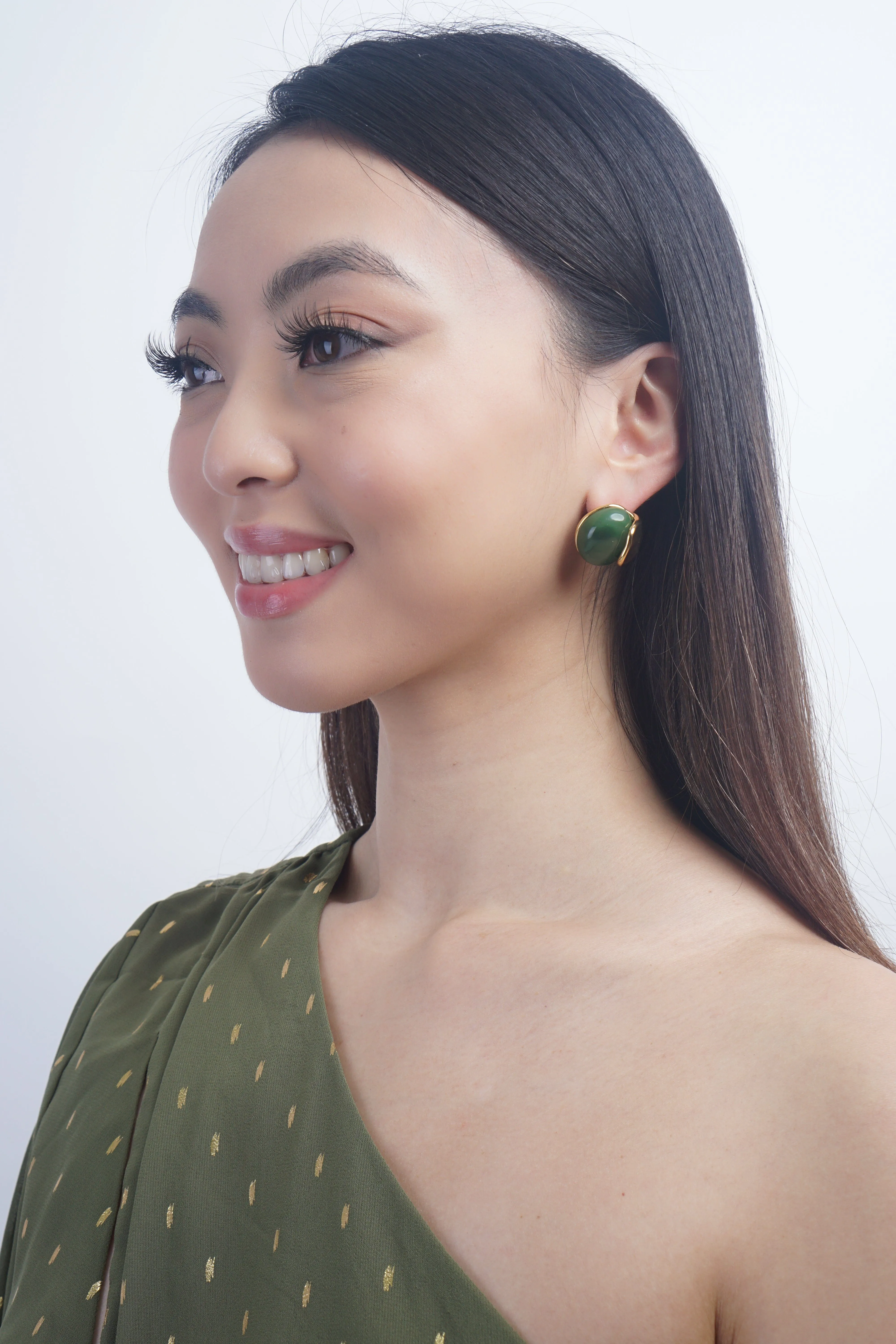 Coffee Color Resin Oval Earrings