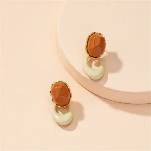 Coffee Resin & 18K Gold-Plated Oval Drop Earrings