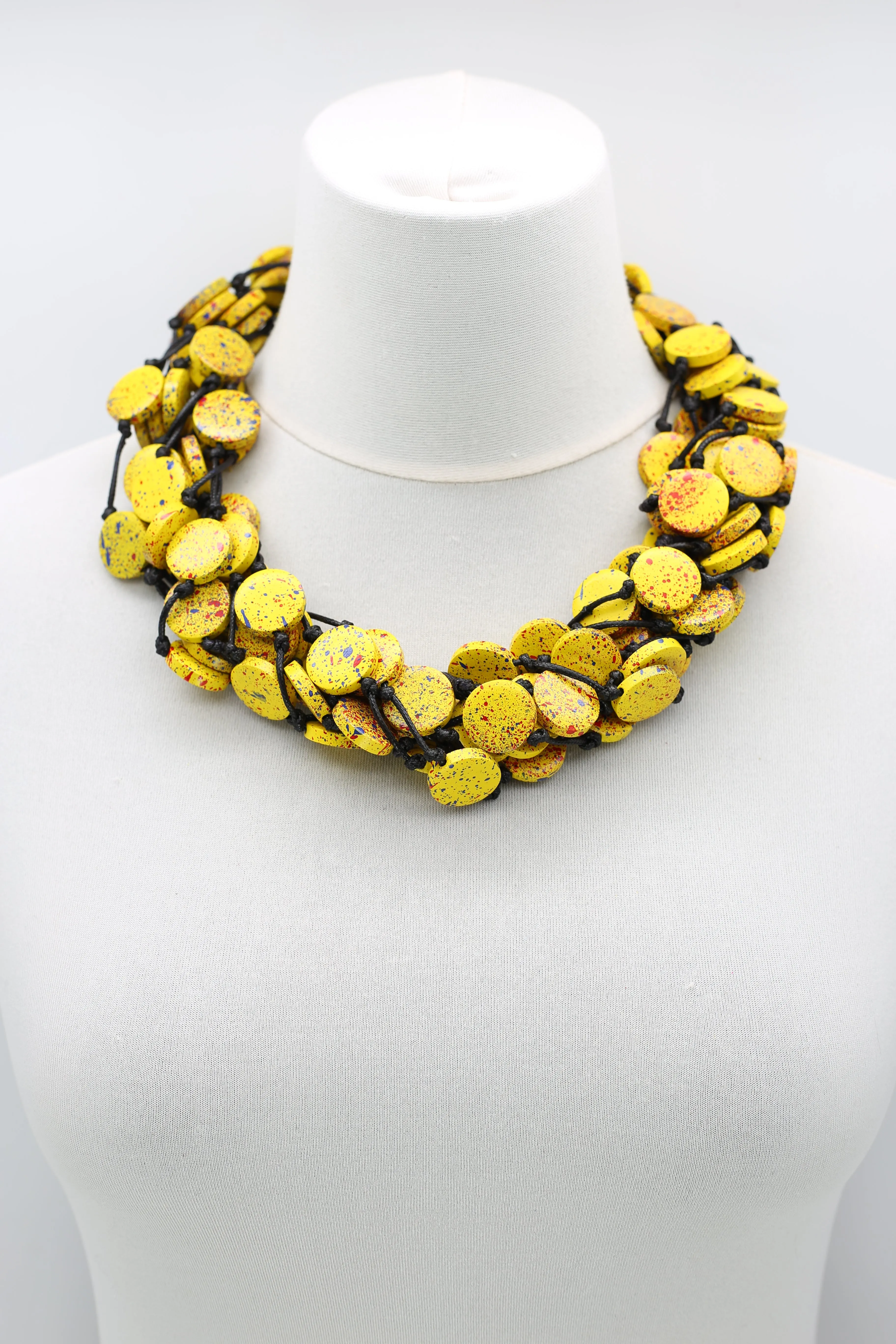 COIN NECKLACES - HAND-PAINTED YELLOW GRAFFITI - SMALL