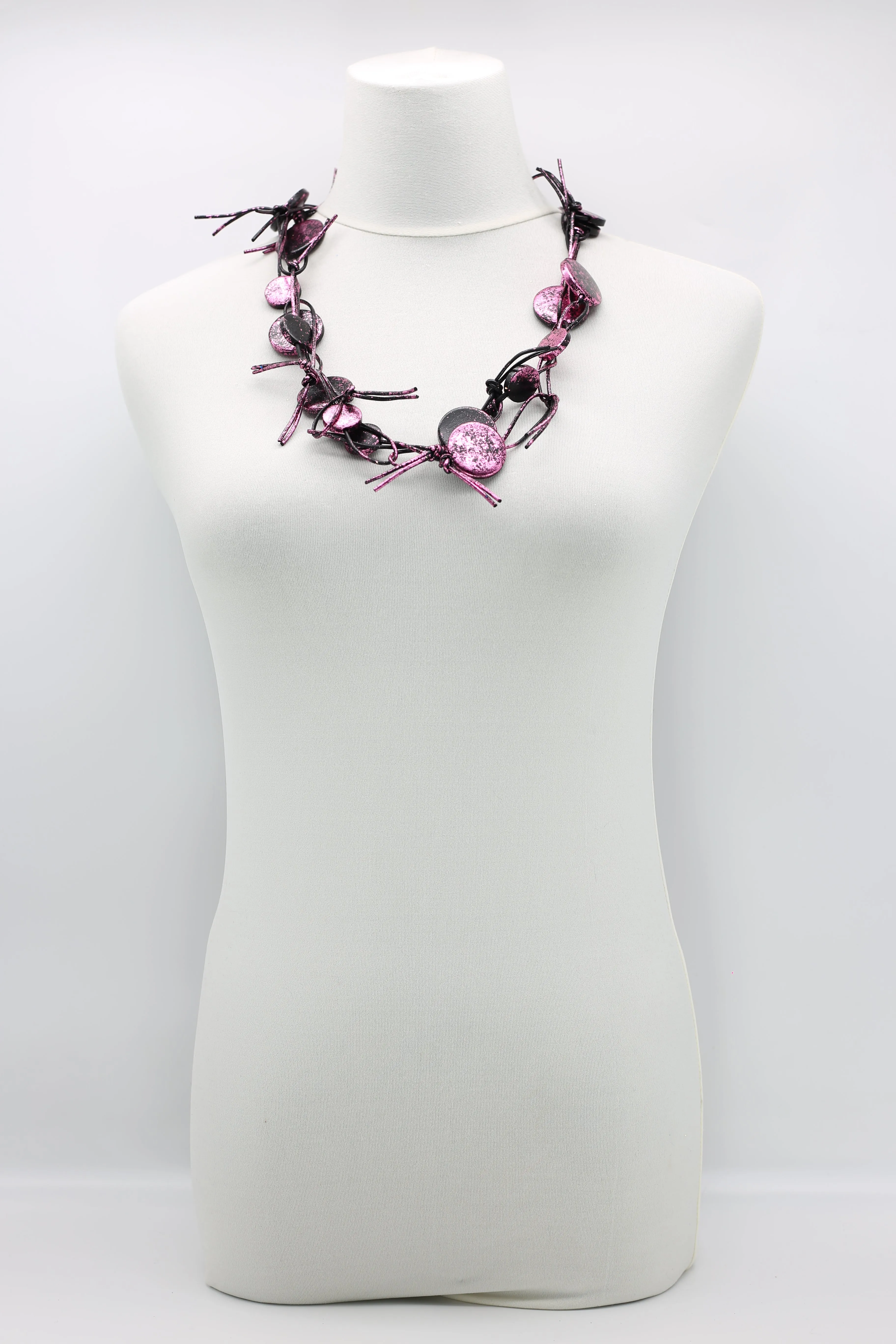 Coins on Leatherette Chain Necklaces - Hand gilded