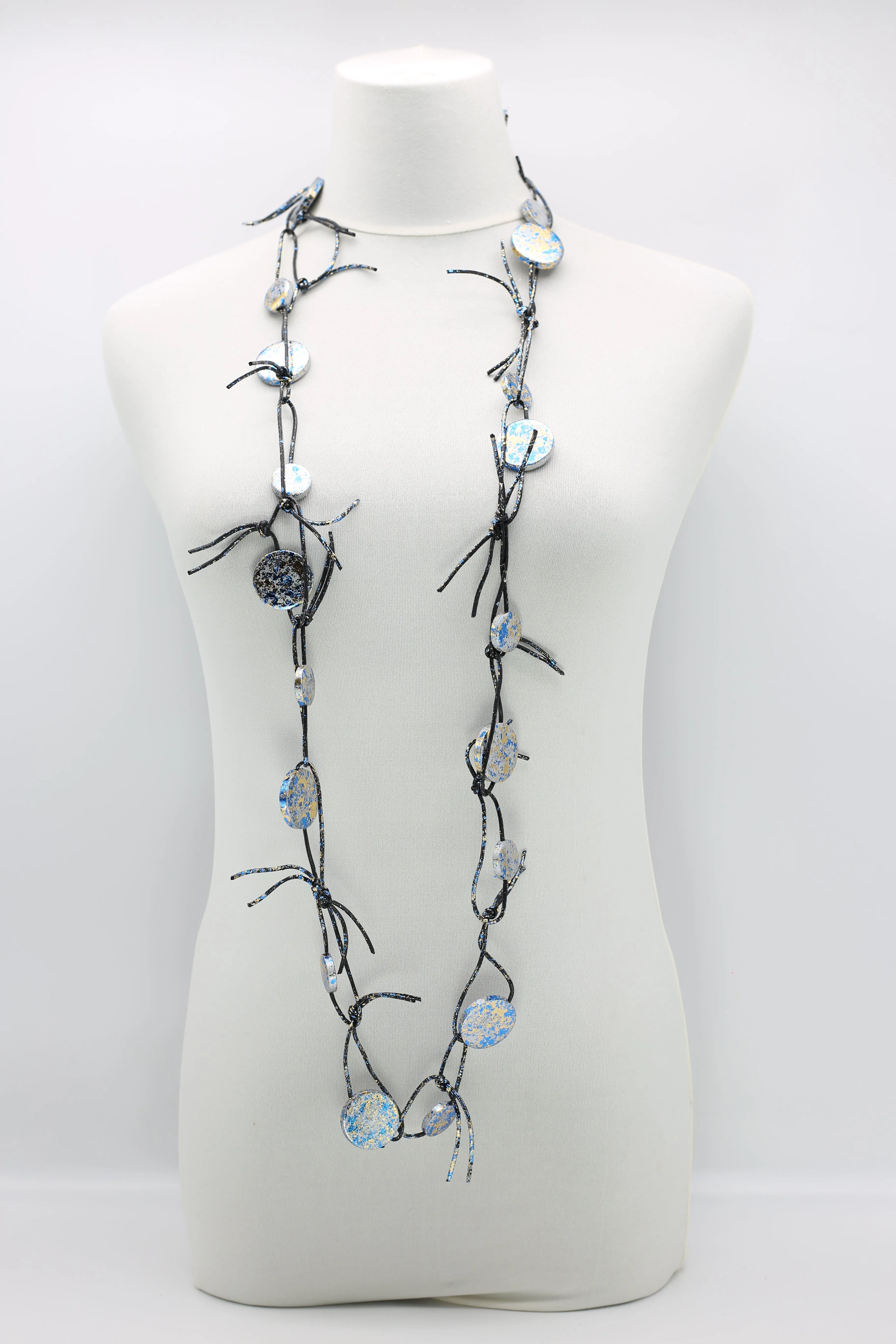 Coins on Leatherette Chain Necklaces - Hand gilded
