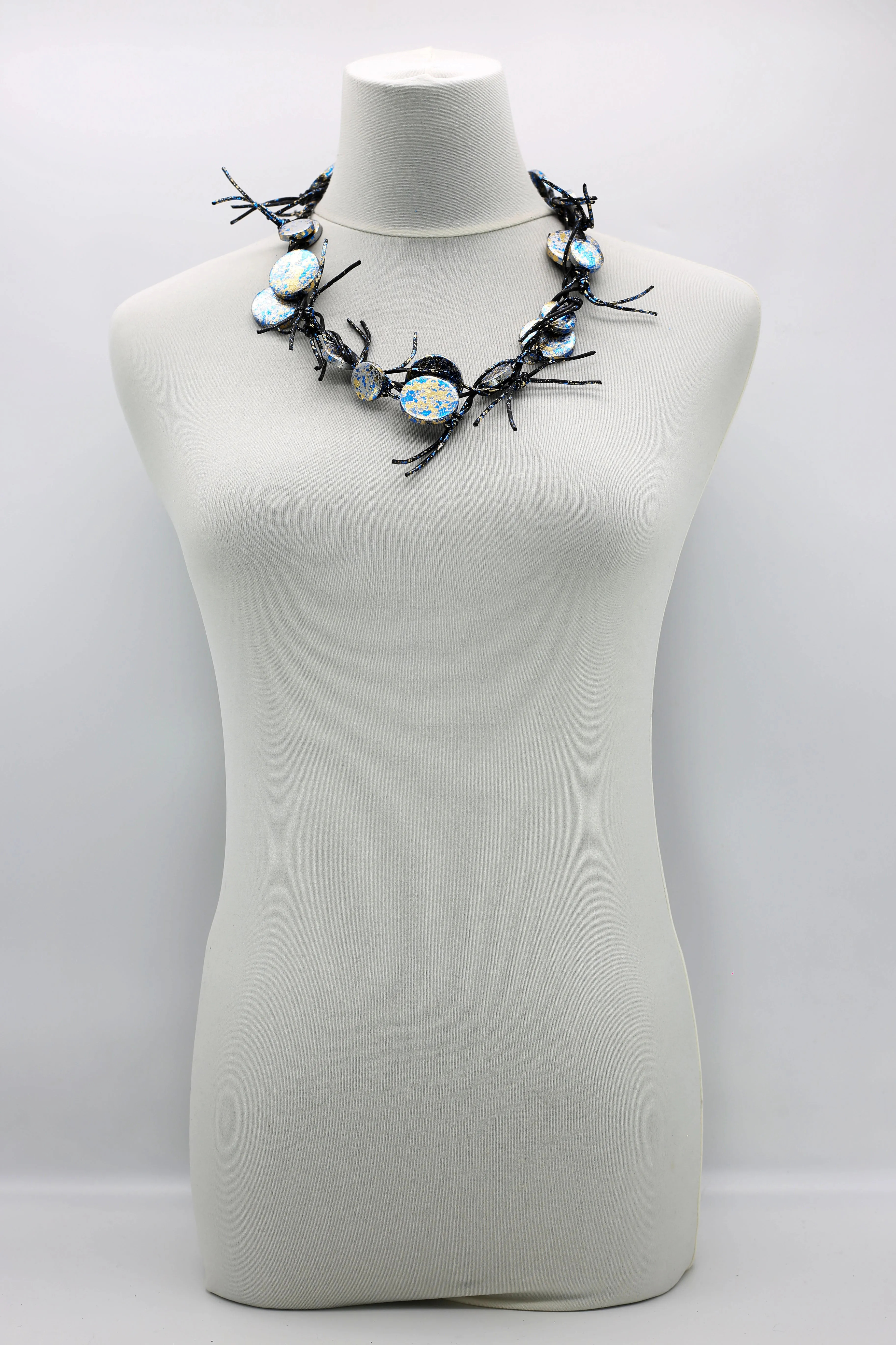 Coins on Leatherette Chain Necklaces - Hand gilded